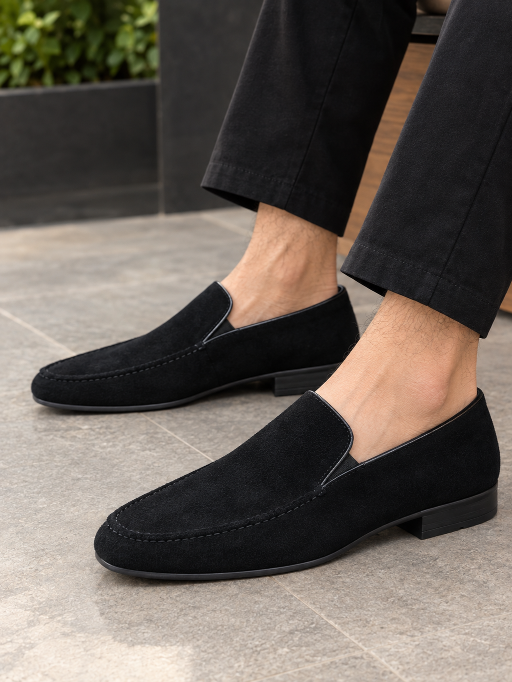 Black Suede Leather