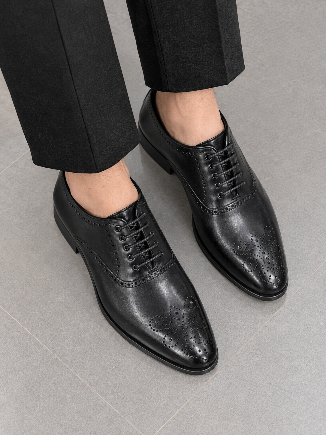 Polished Black Brogue Shoes