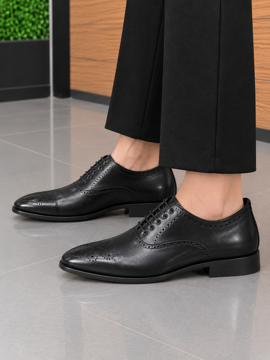 Polished Black Brogue Shoes