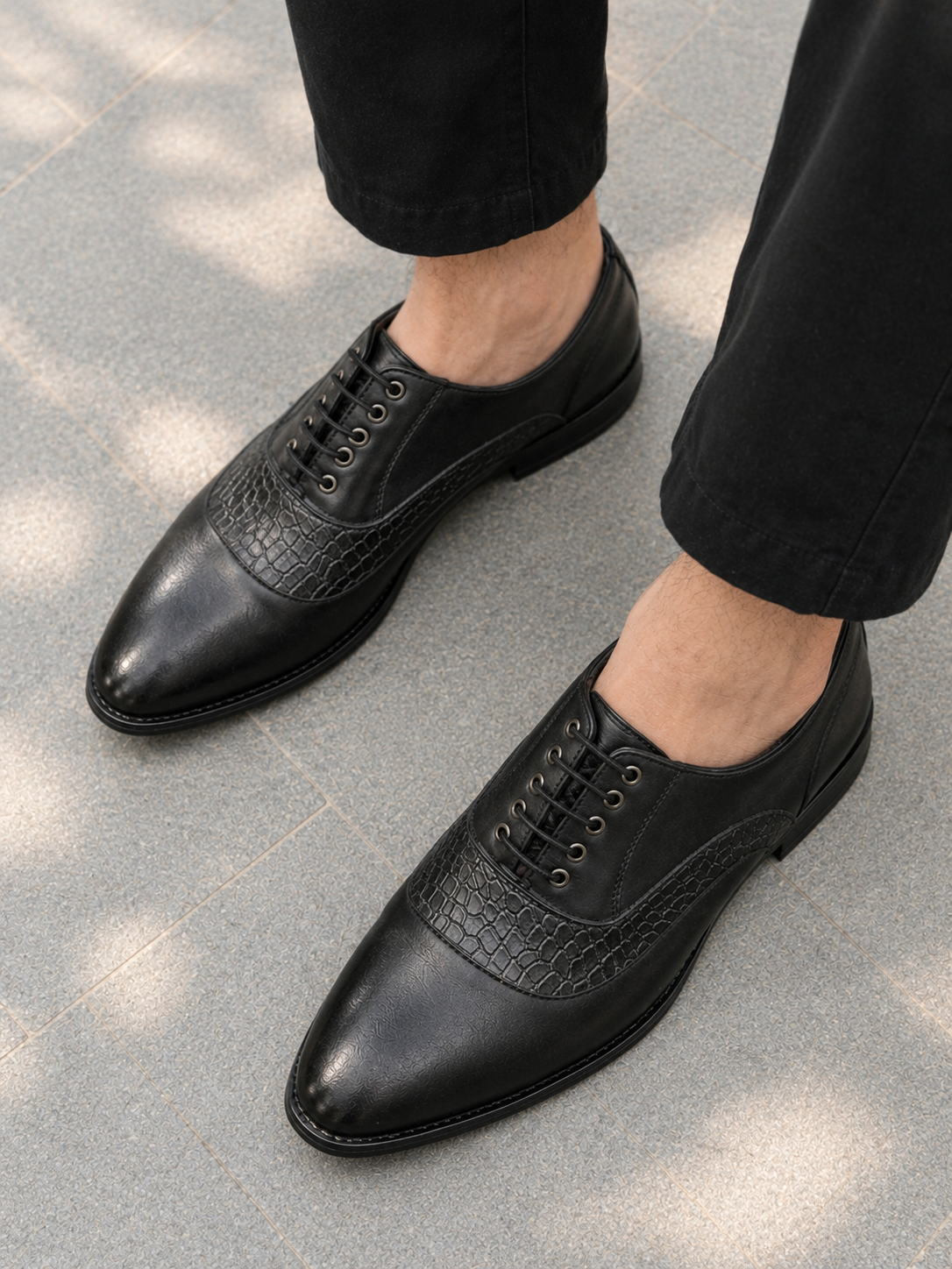 Embossed Black Dress Shoes