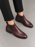 Men's Mehroon Leather Chelsea Boots