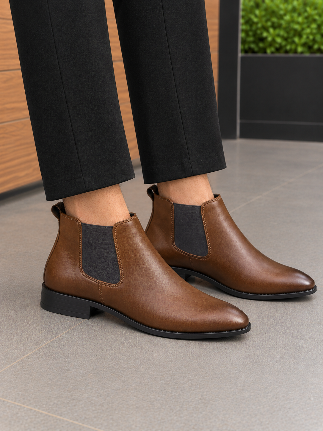 Men's Mustarad Leather Chelsea Boots