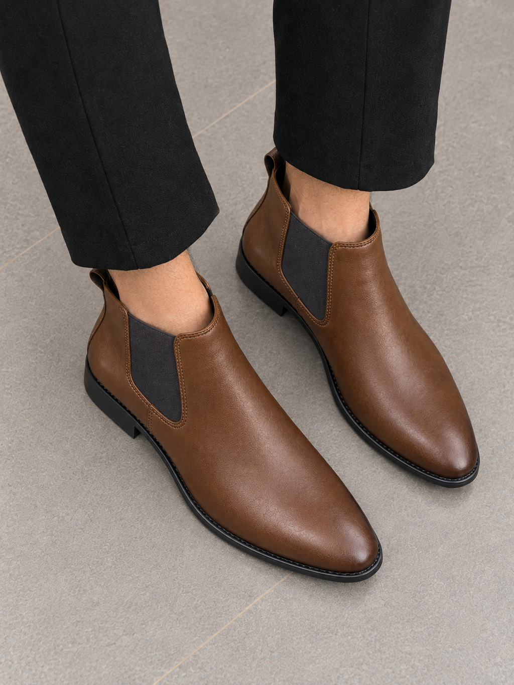 Men's Mustarad Leather Chelsea Boots