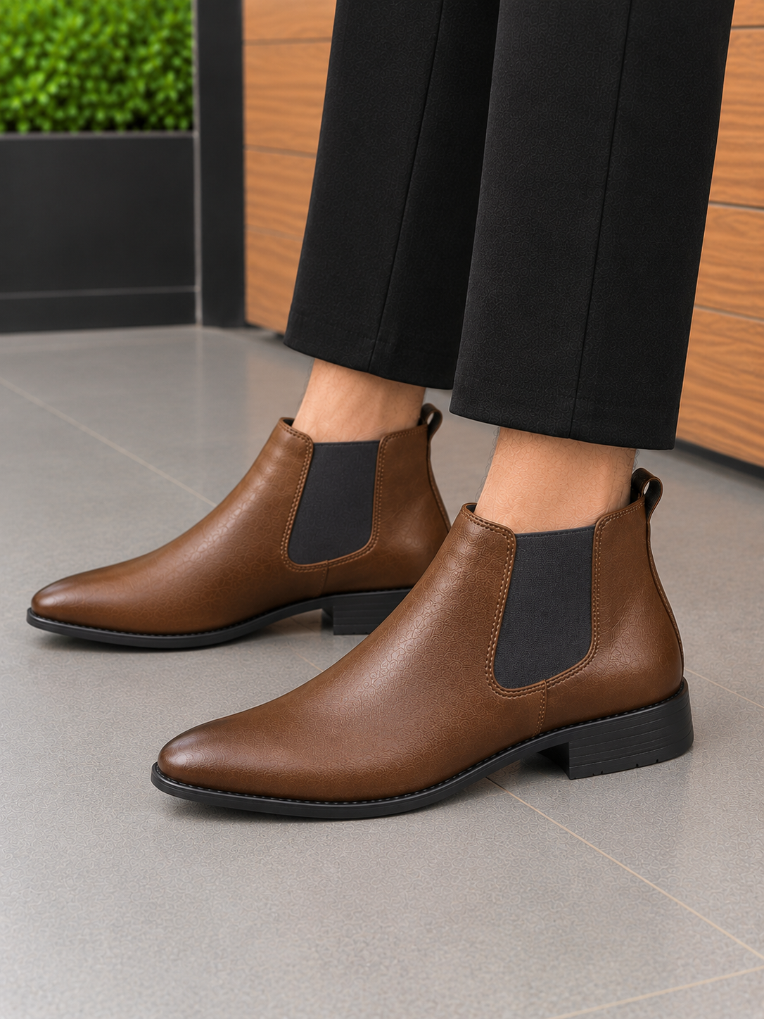 Men's Mustarad Leather Chelsea Boots