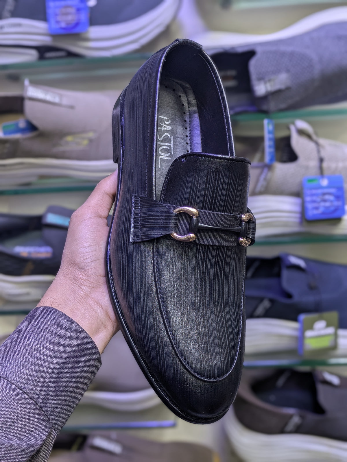 Textured Leather Bit Loafers