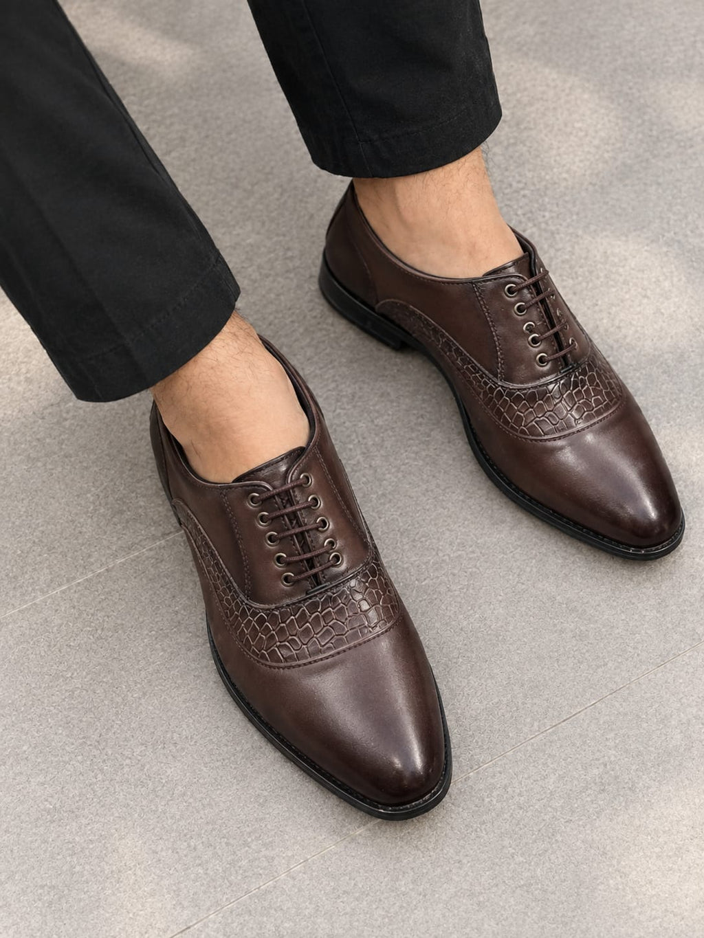 Embossed Brown Dress Shoes