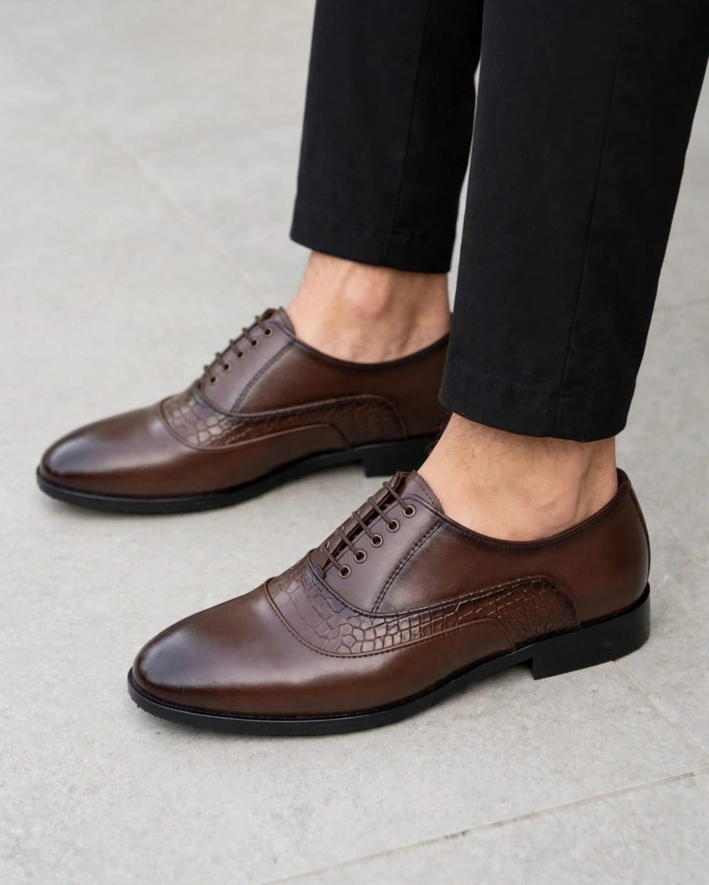 Embossed Brown Dress Shoes