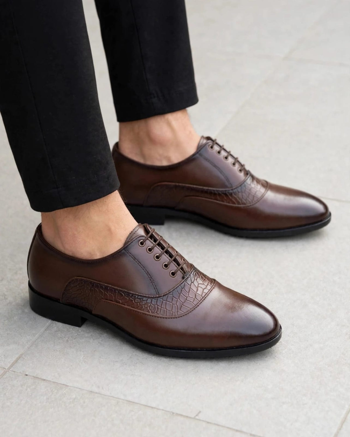 Embossed Brown Dress Shoes