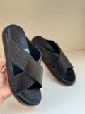 Men’s Premium Leather Cross-Strap Slides