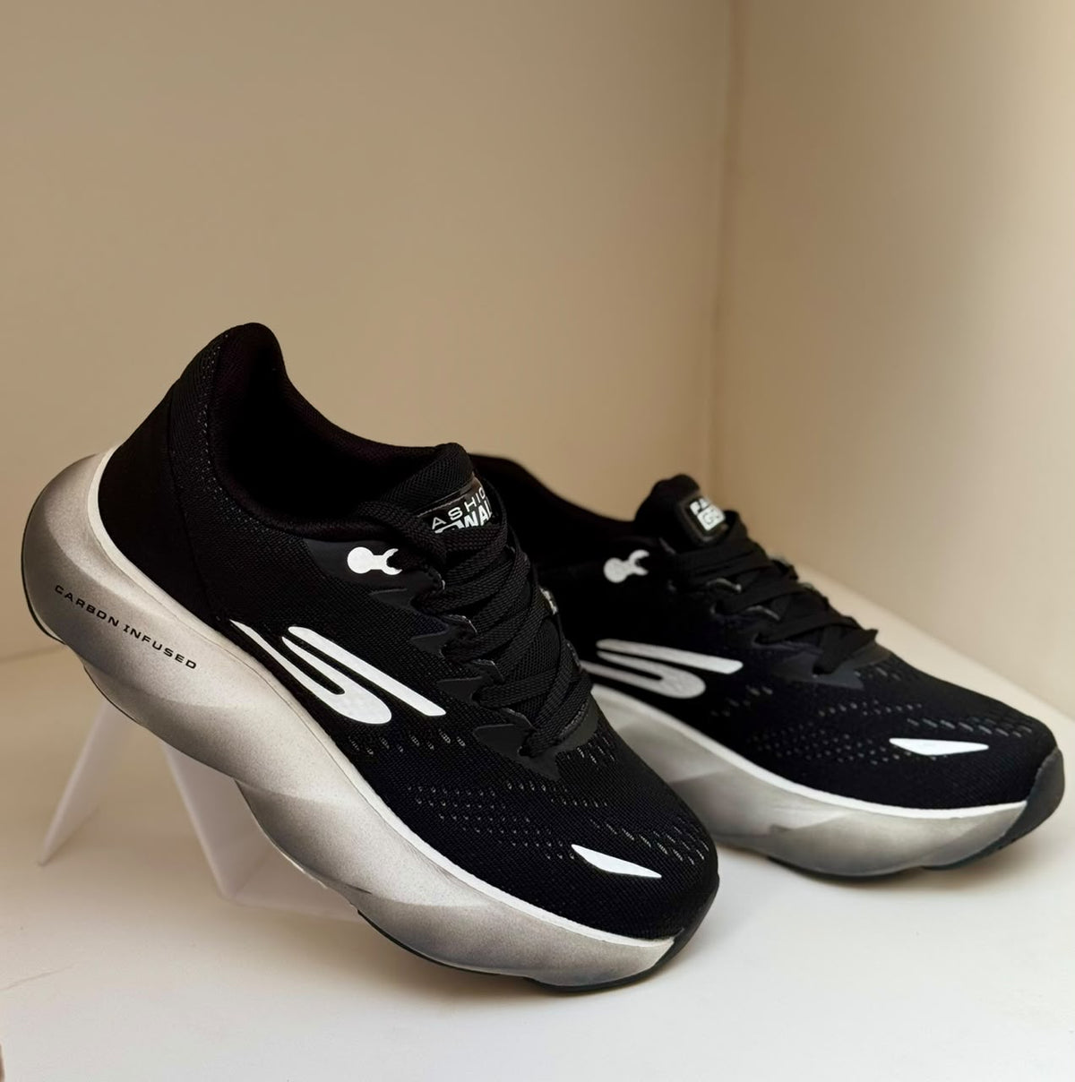Black & White Performance Running Sneakers