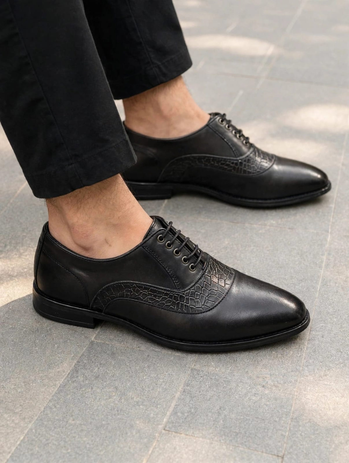 Embossed Black Dress Shoes