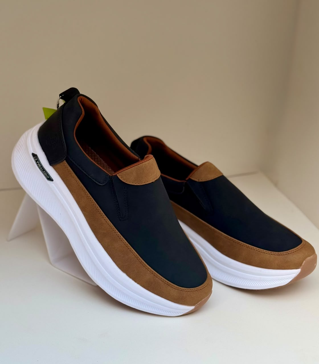 Men's Classic Navy Tan Casual Slip-Ons