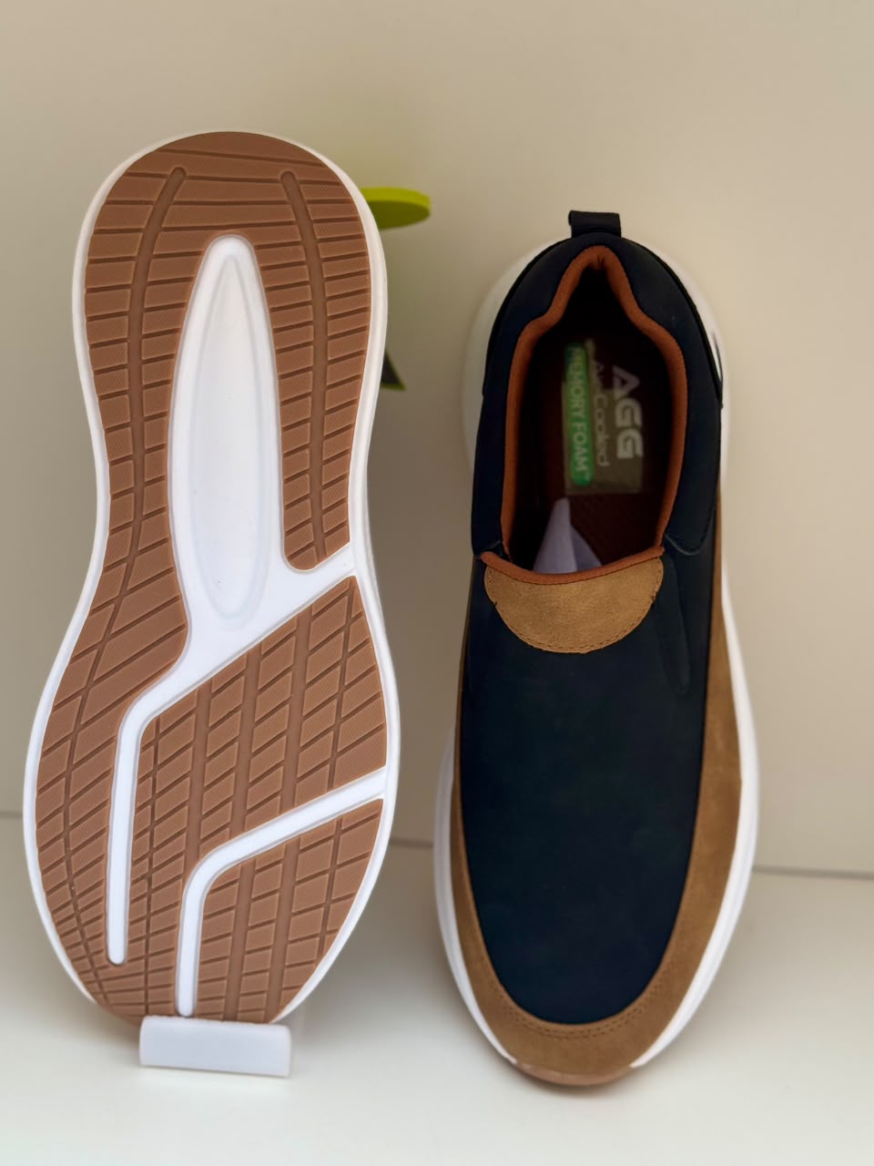 Men's Classic Navy Tan Casual Slip-Ons