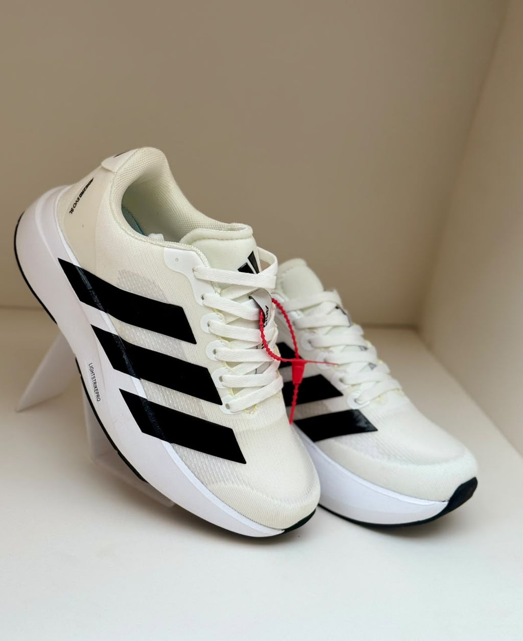 New Adizero White with Black Straps