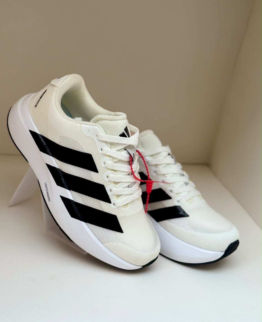 New Adizero White with Black Straps