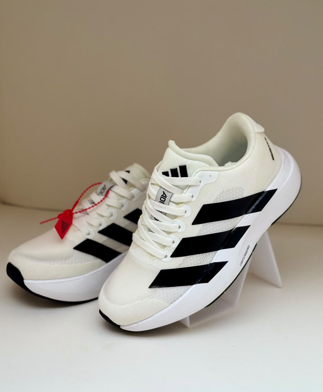 New Adizero White with Black Straps