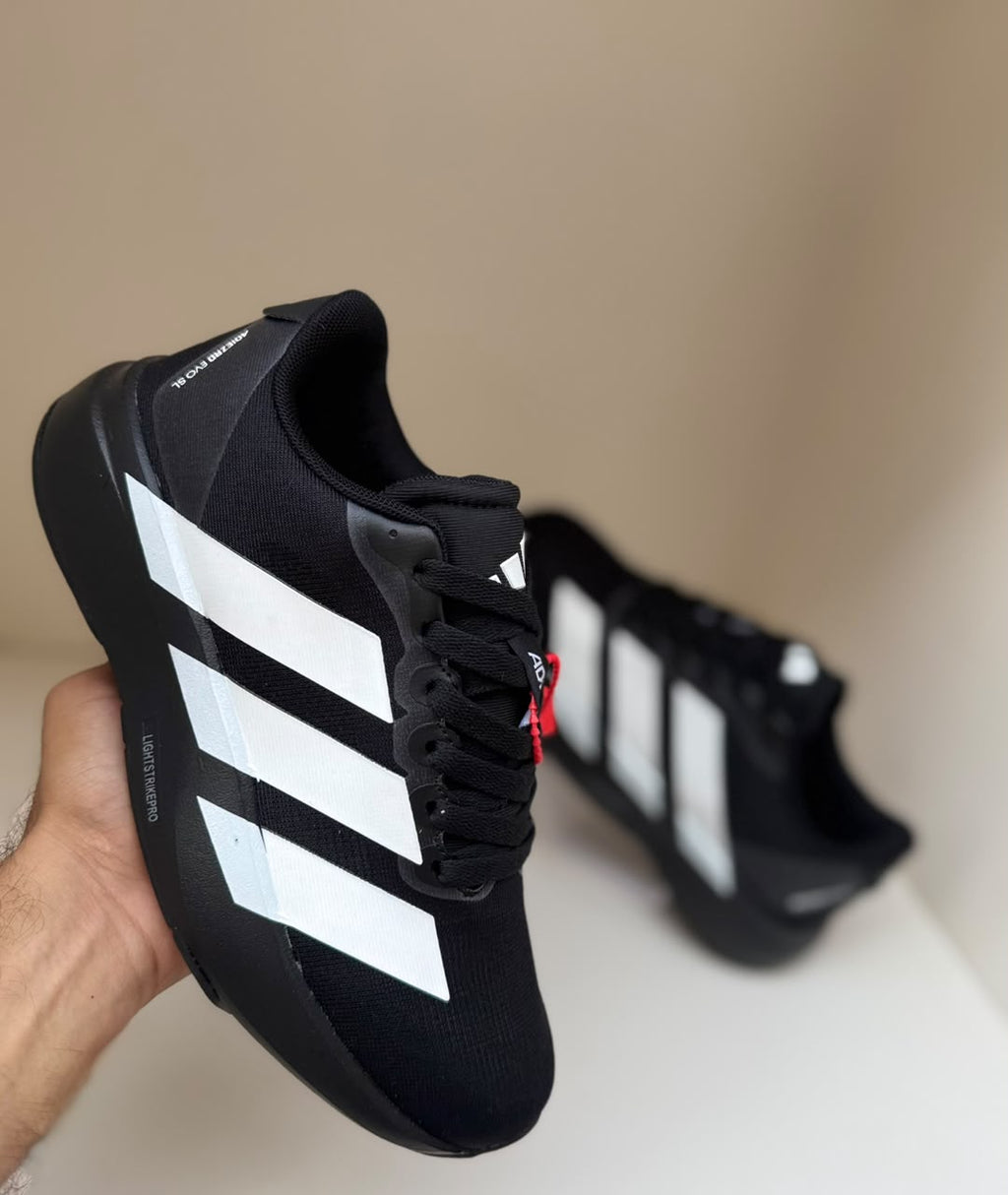 New Adizero Black with White Straps