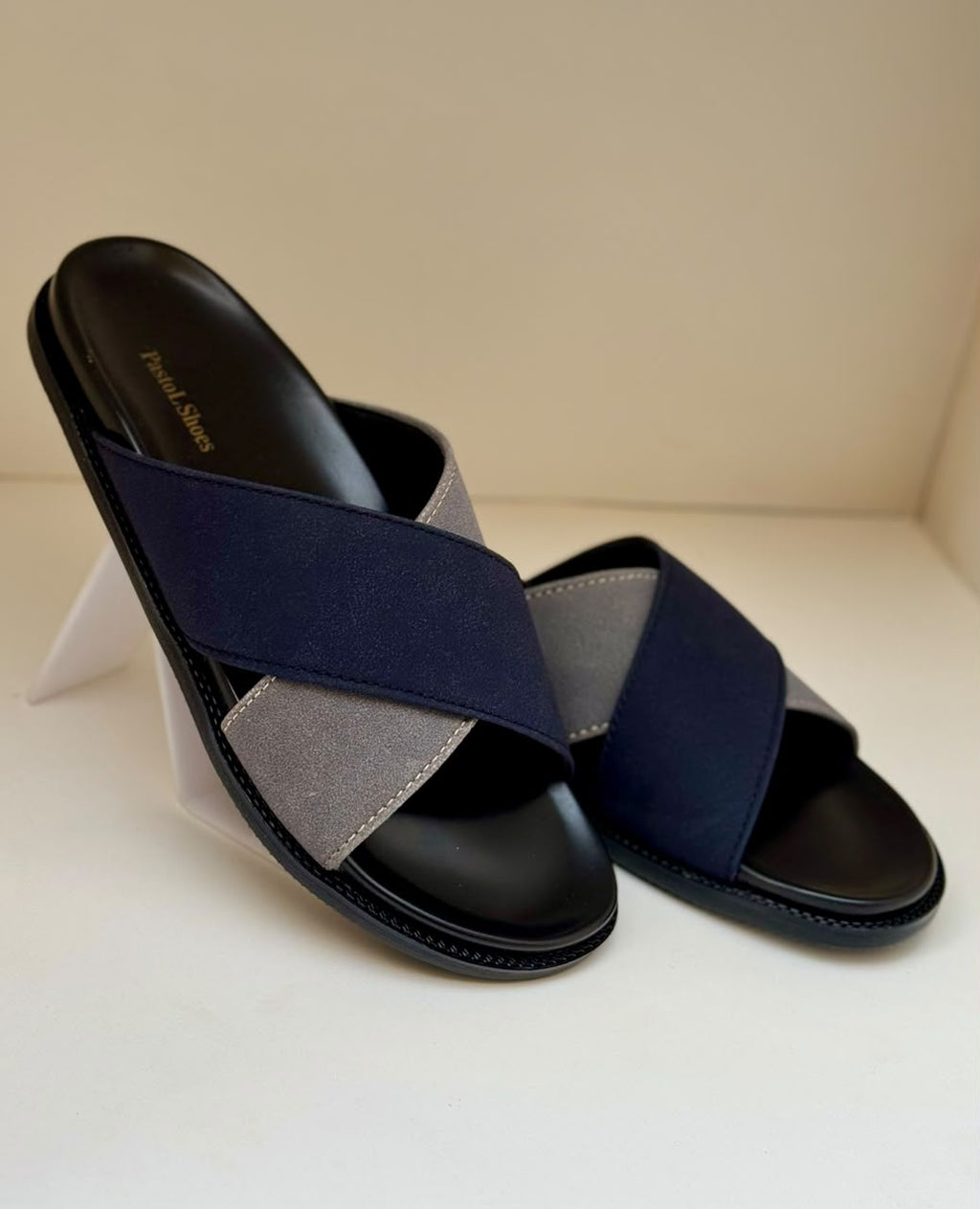 Midnight Blue Cross Slippers