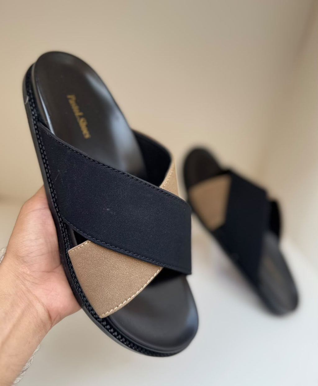 Midnight Black Cross Slippers
