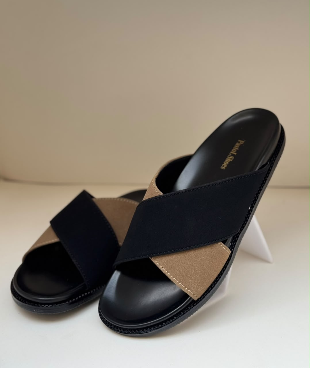 Midnight Black Cross Slippers