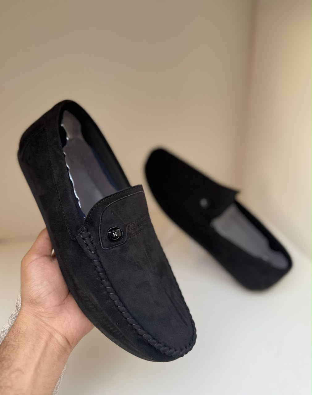 Noir Luxe Black Suede Loafers