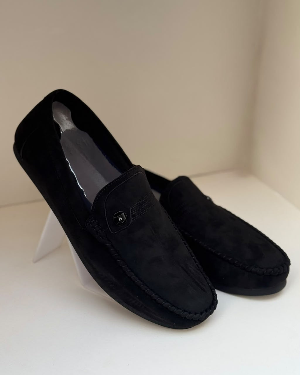 Noir Luxe Black Suede Loafers