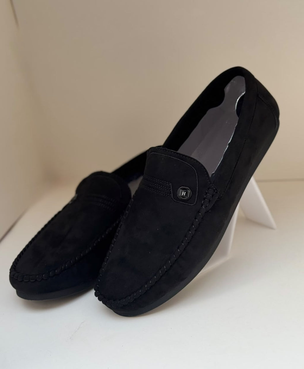 Noir Luxe Black Suede Loafers