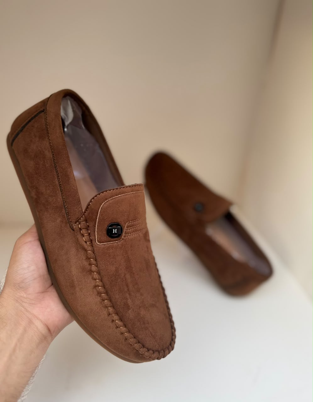 Noir Luxe Brown Suede Loafers