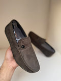 Noir Luxe Olive Suede Loafers