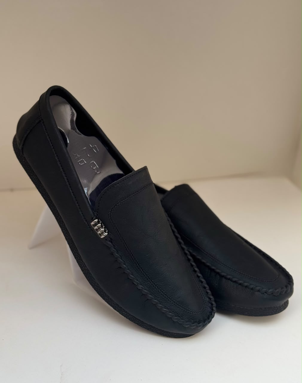 Monaco Ivory Black Loafers