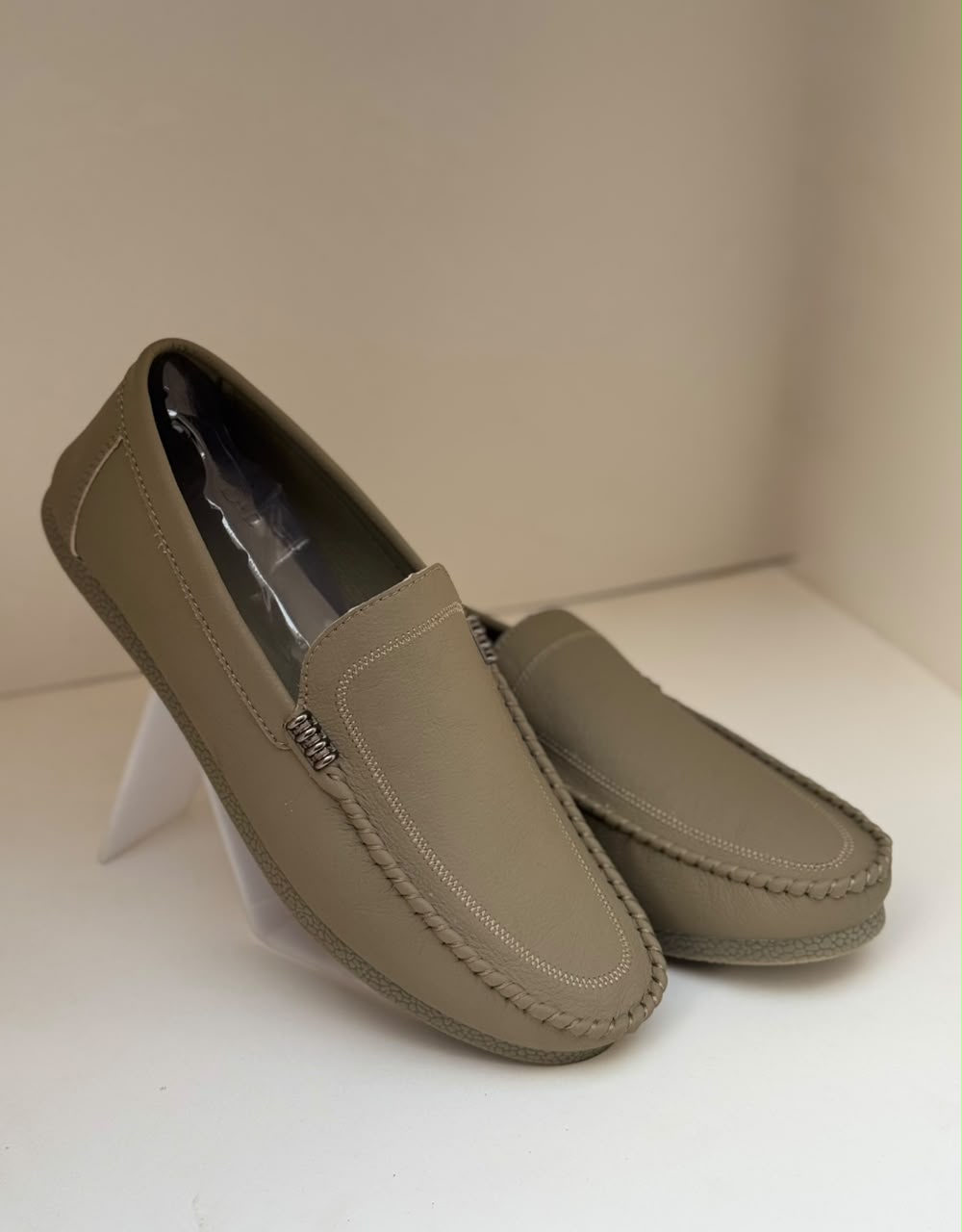 Monaco Ivory Olive Green Loafers