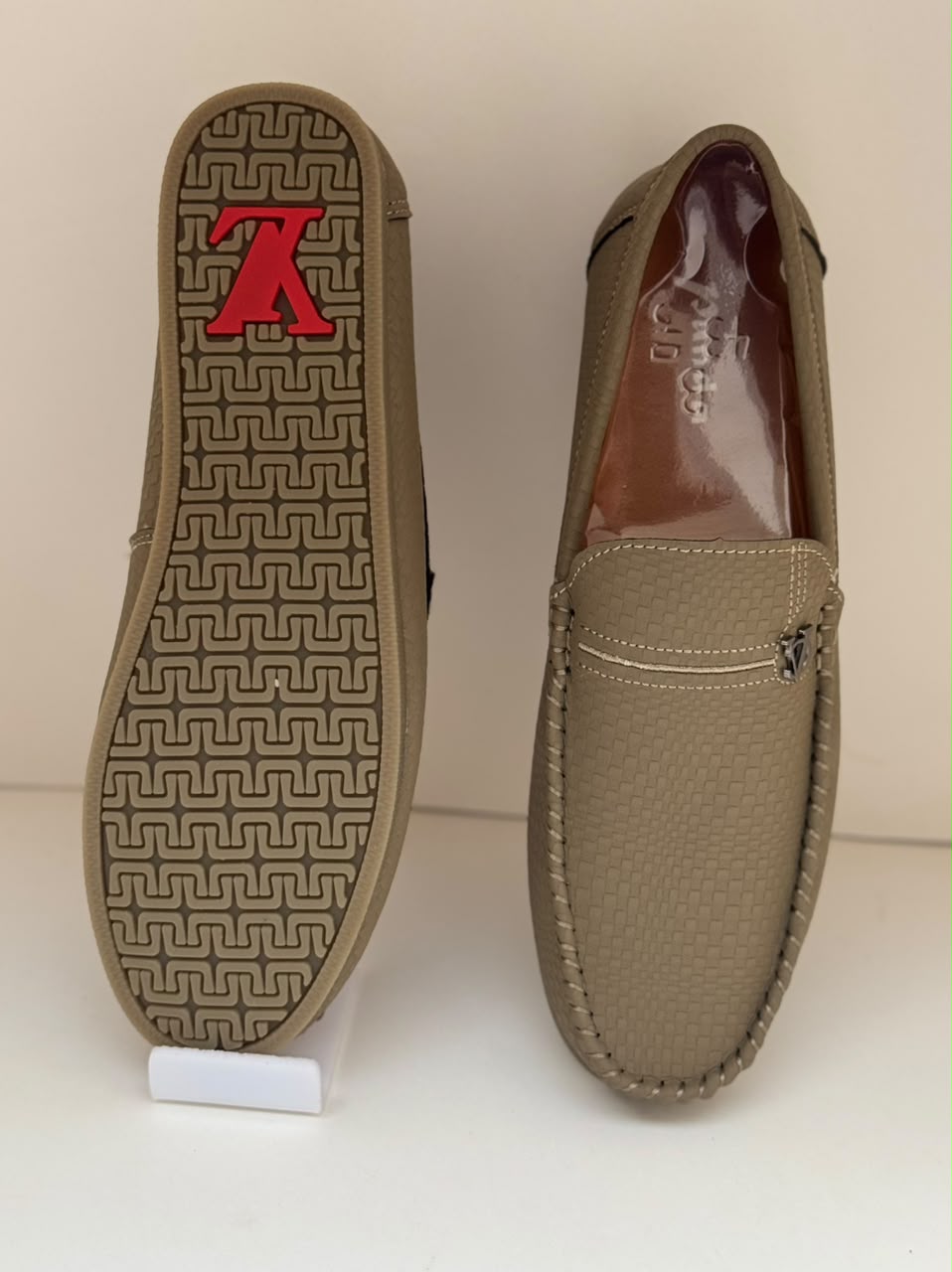 Midnight Crest Olive Green Leather Loafers