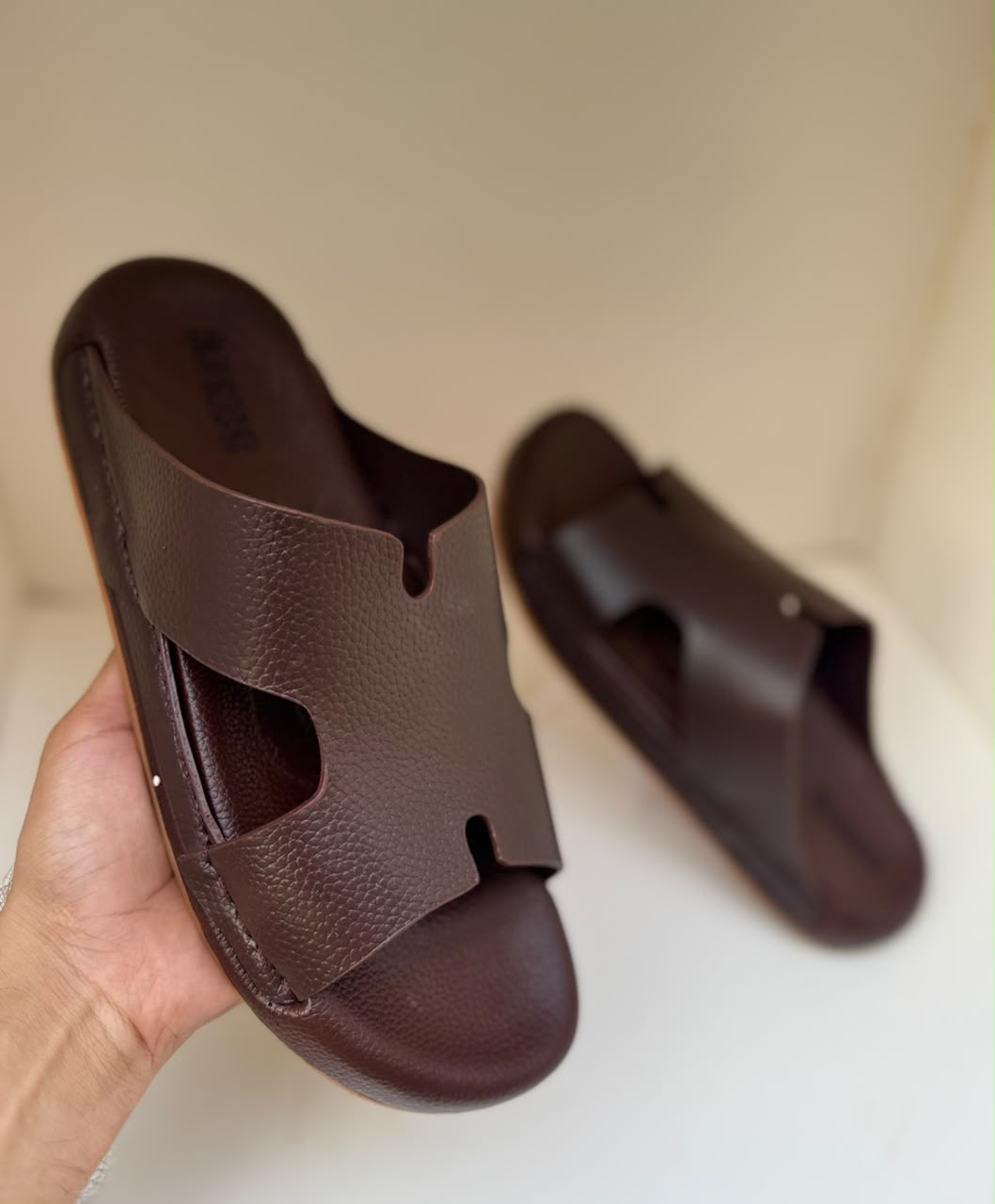 UrbanFlex Brown Wide-Strap Comfort Slippers