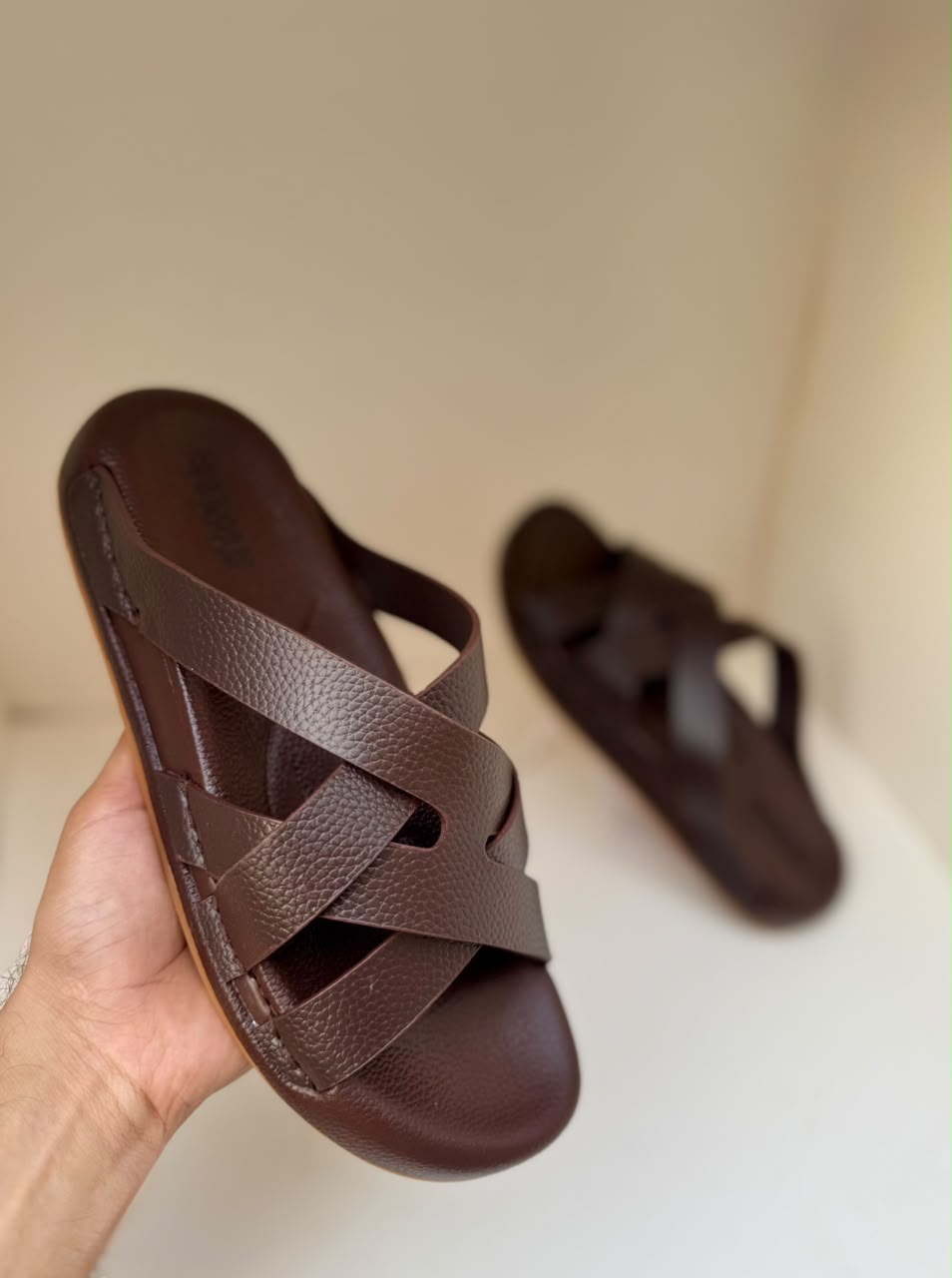 UrbanStep Brown Four Cross Comfort Slippers