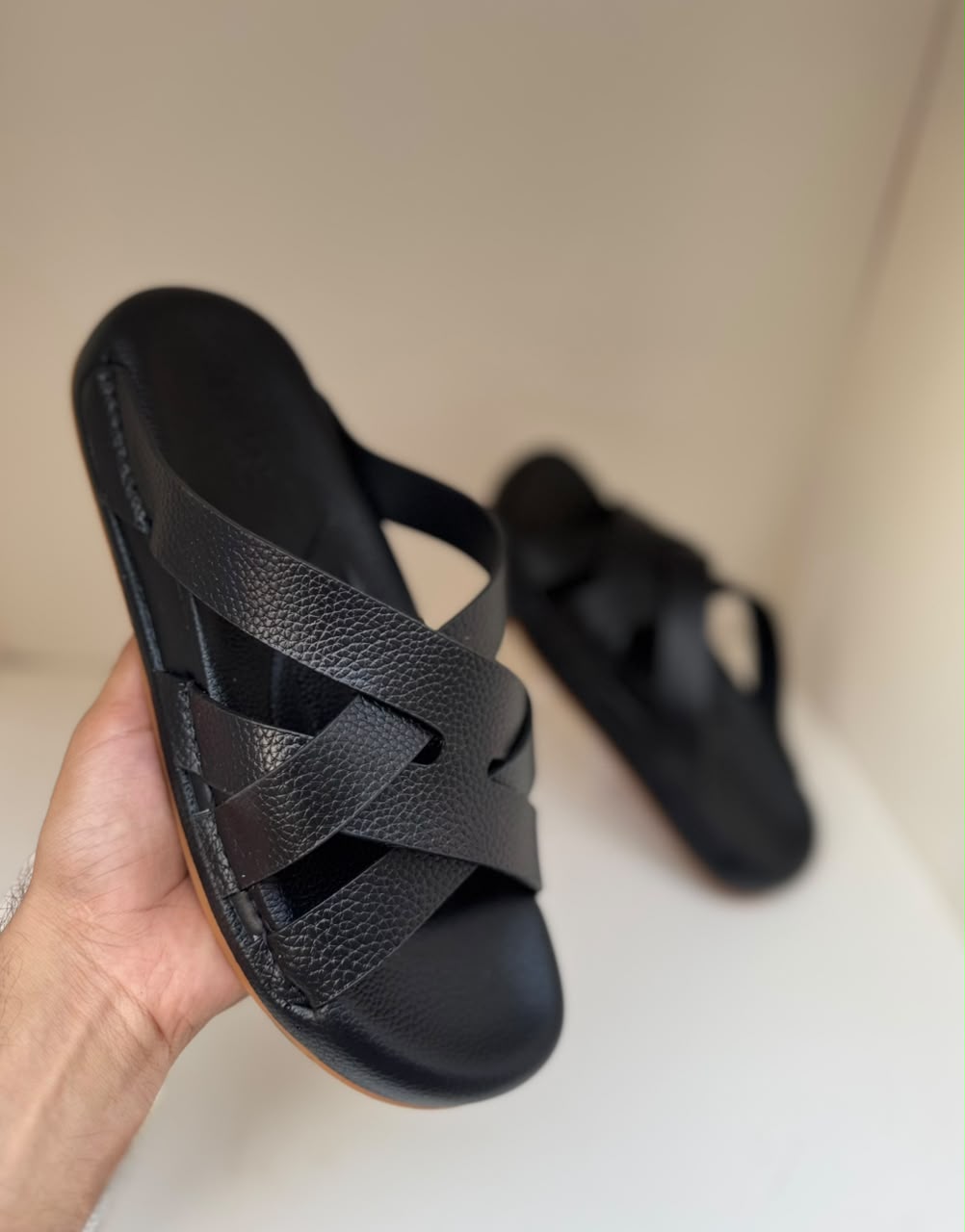 UrbanStep Black Four Cross Comfort Slippers