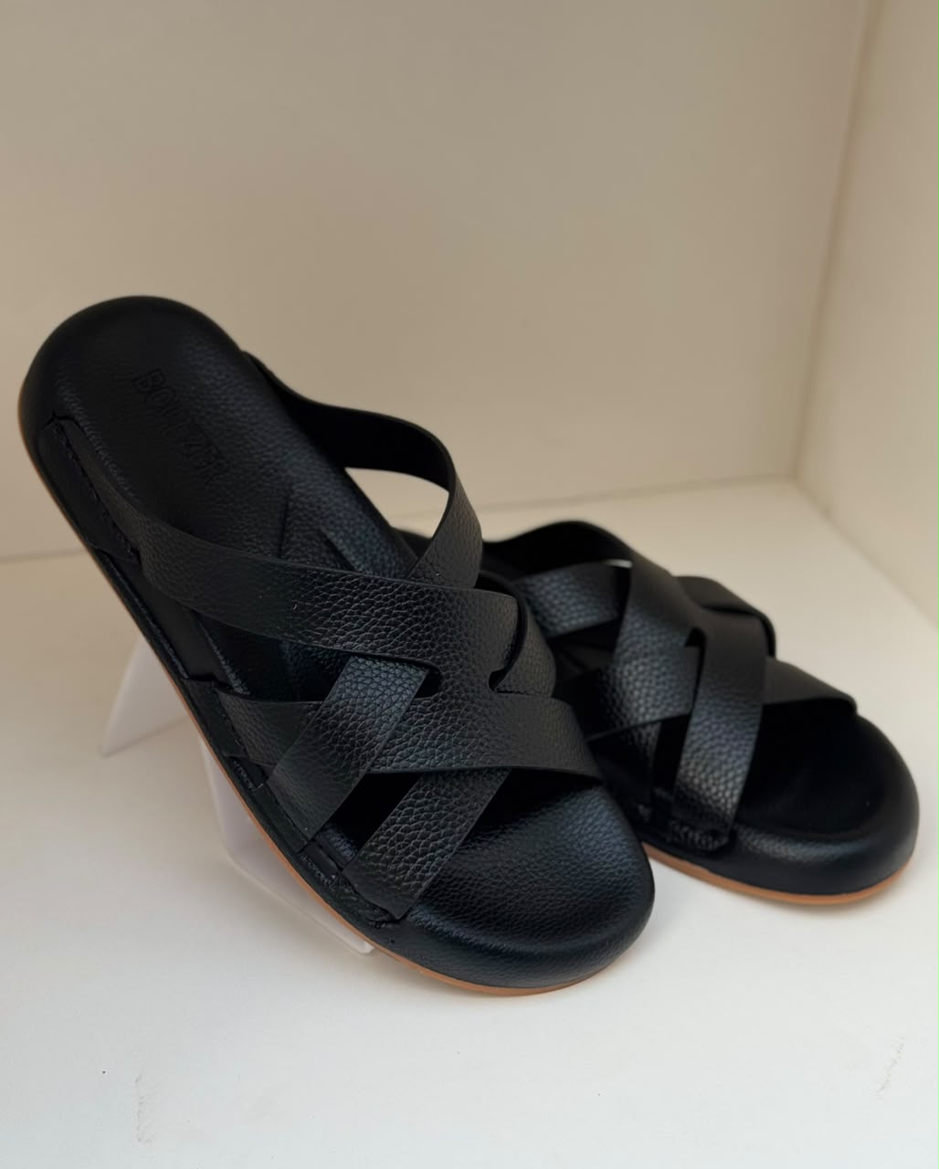 UrbanStep Black Four Cross Comfort Slippers