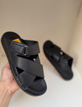 UrbanFlex Black Double-Cross Slippers