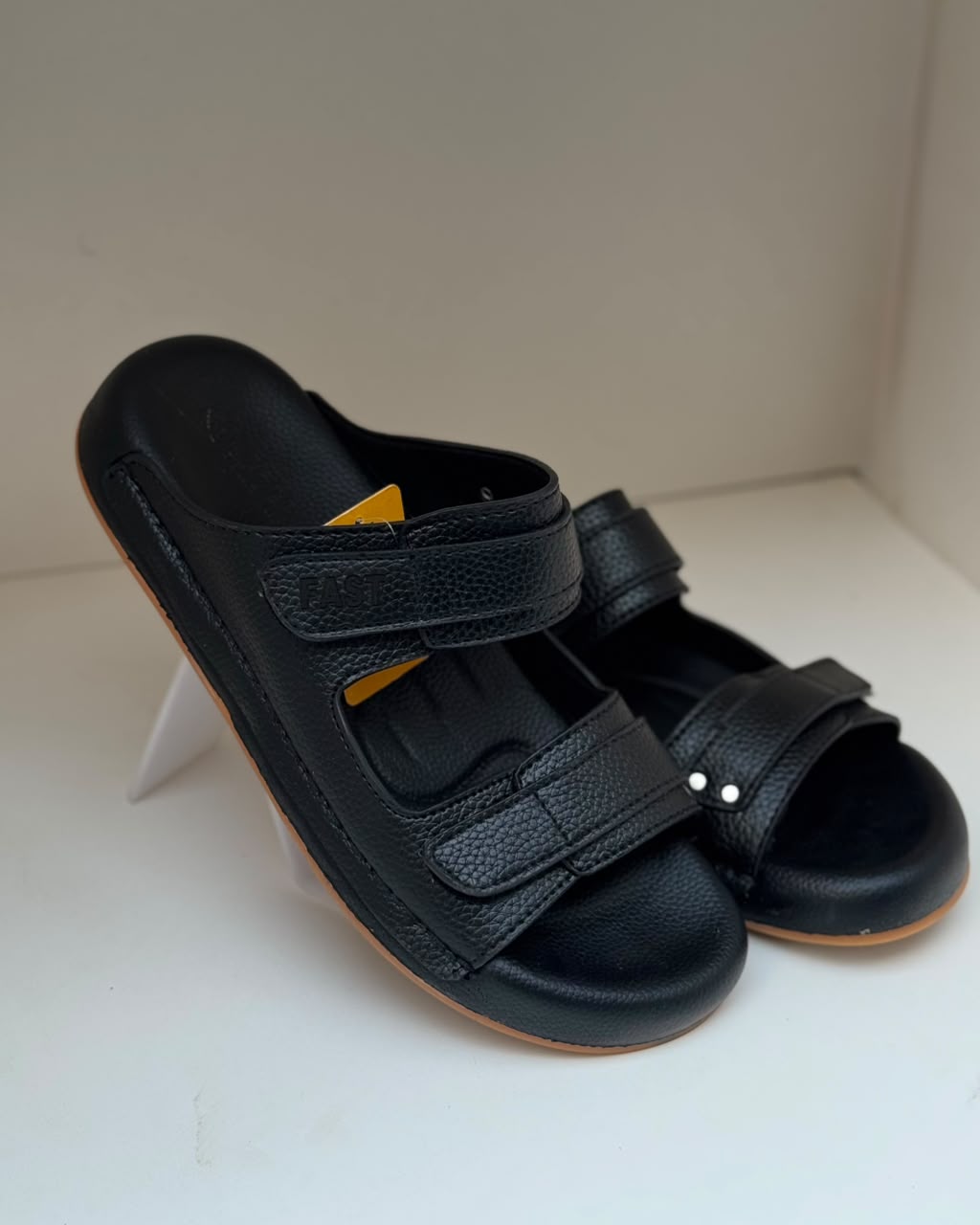 Canyon Black Double-Strap Comfort Slippers