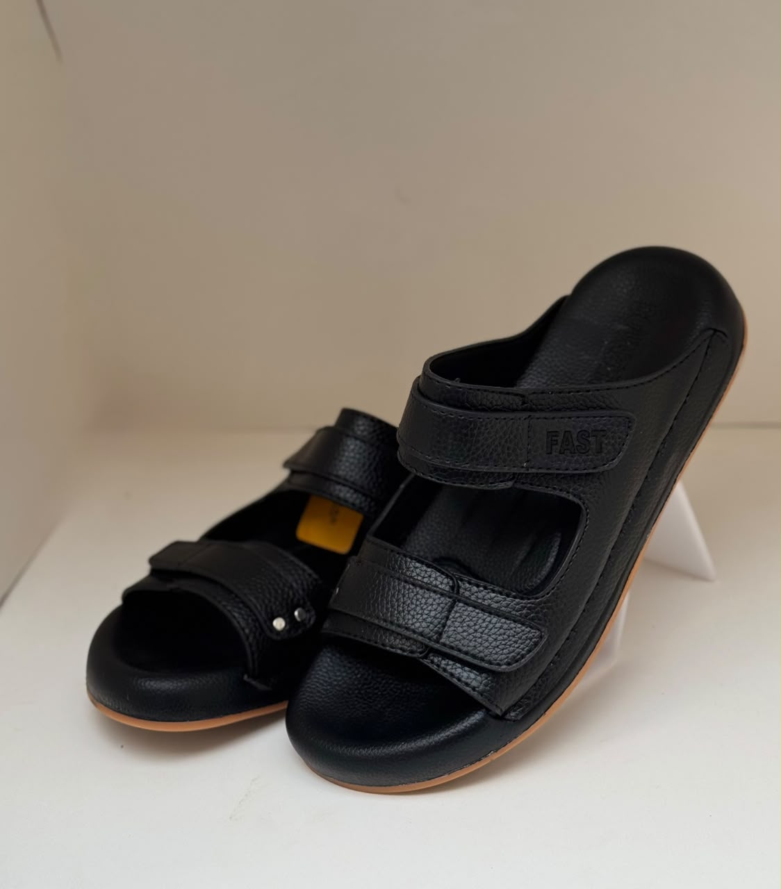 Canyon Black Double-Strap Comfort Slippers