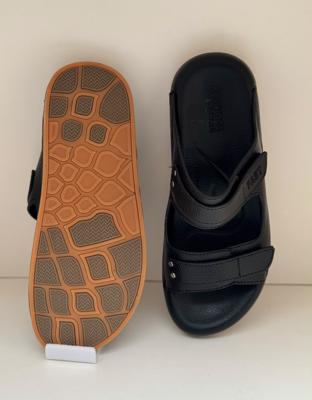 Canyon Black Double-Strap Comfort Slippers
