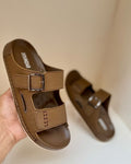 Monaco Light Brown Buckle Slipper