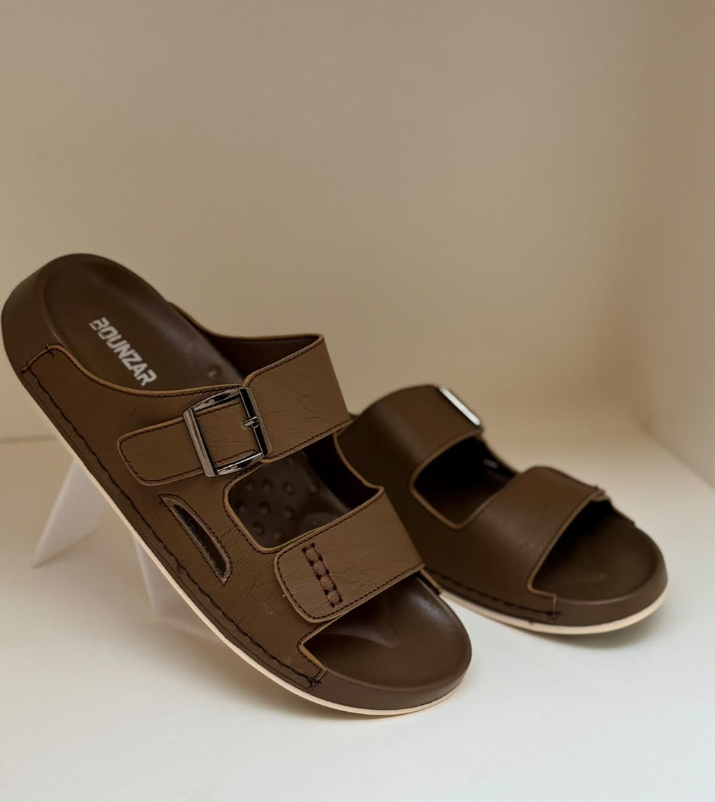 Monaco Light Brown Buckle Slipper