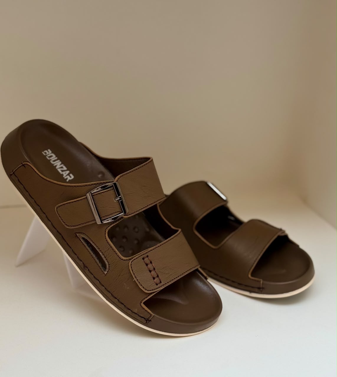 Monaco Light Brown Buckle Slipper