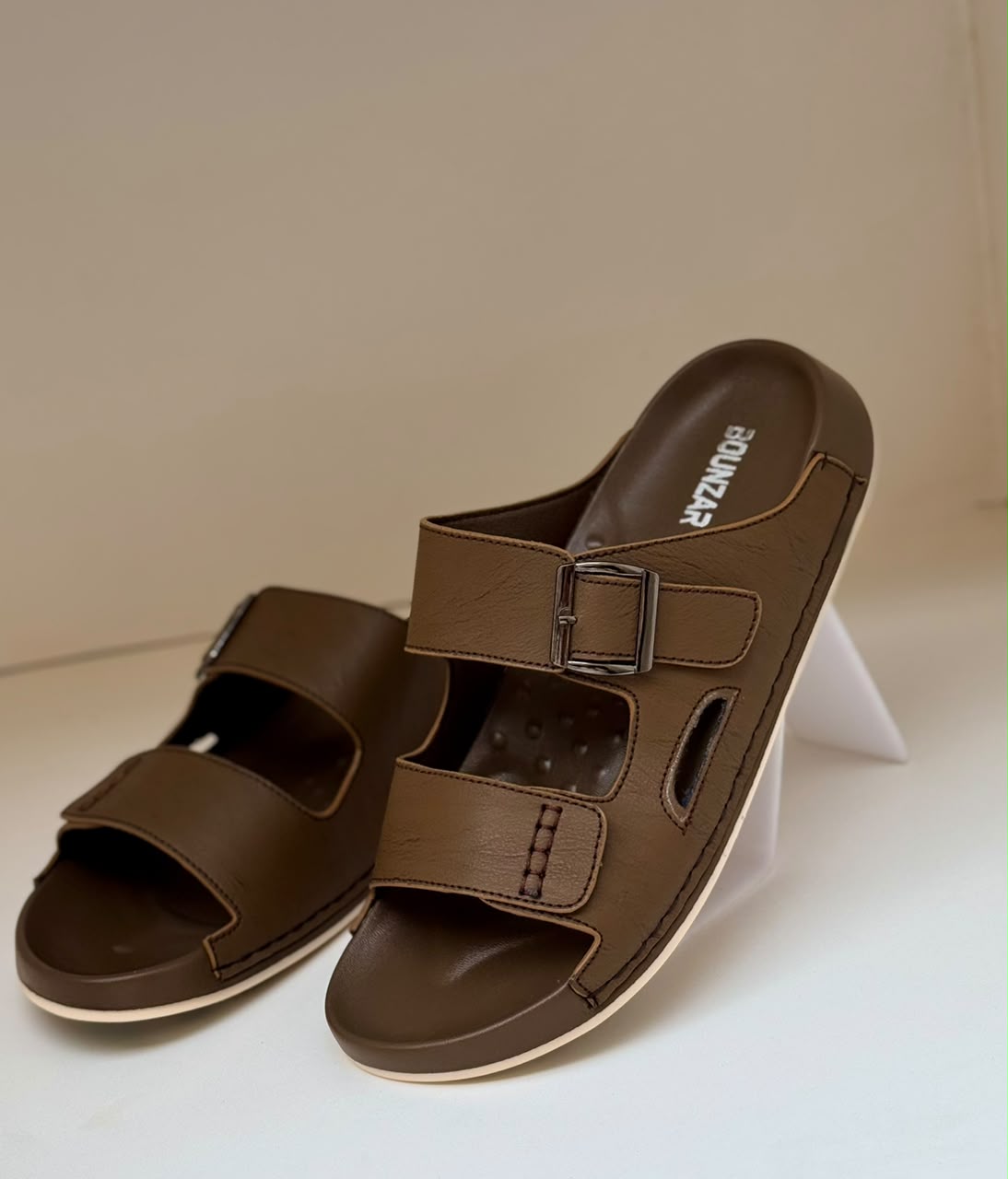 Monaco Light Brown Buckle Slipper