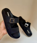 Monaco Black Buckle Slipper