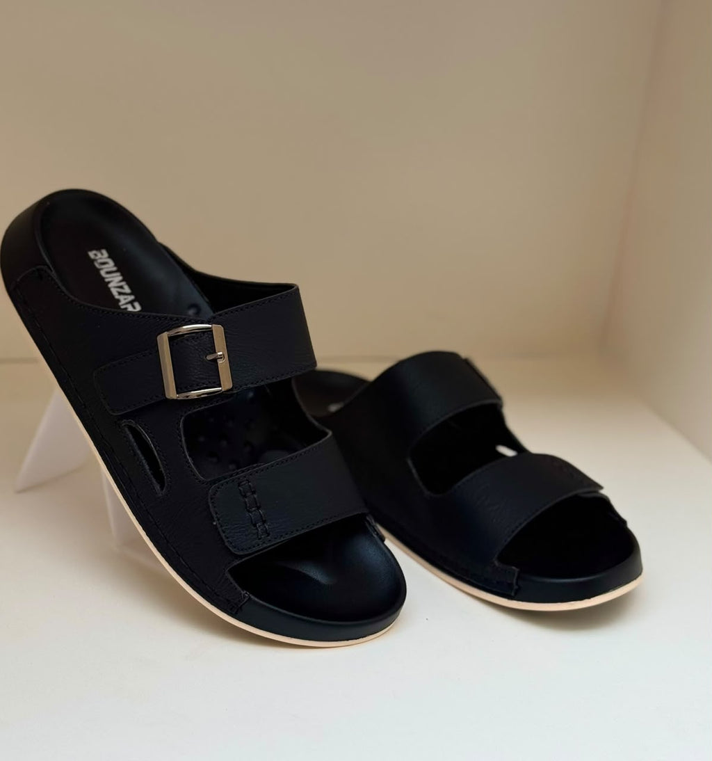 Monaco Black Buckle Slipper