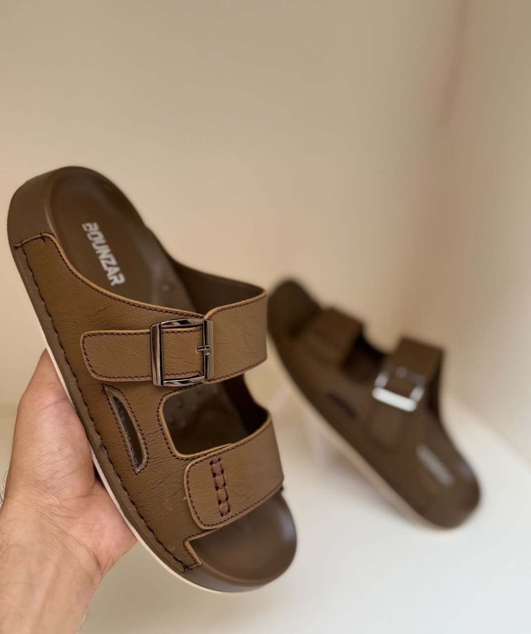 Monaco Mocha Brown Buckle Slipper