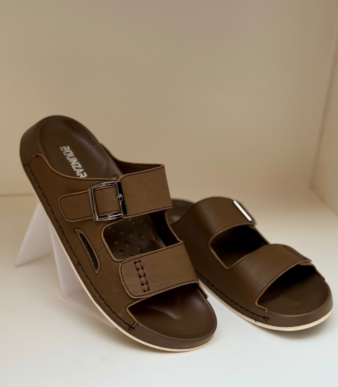 Monaco Mocha Brown Buckle Slipper